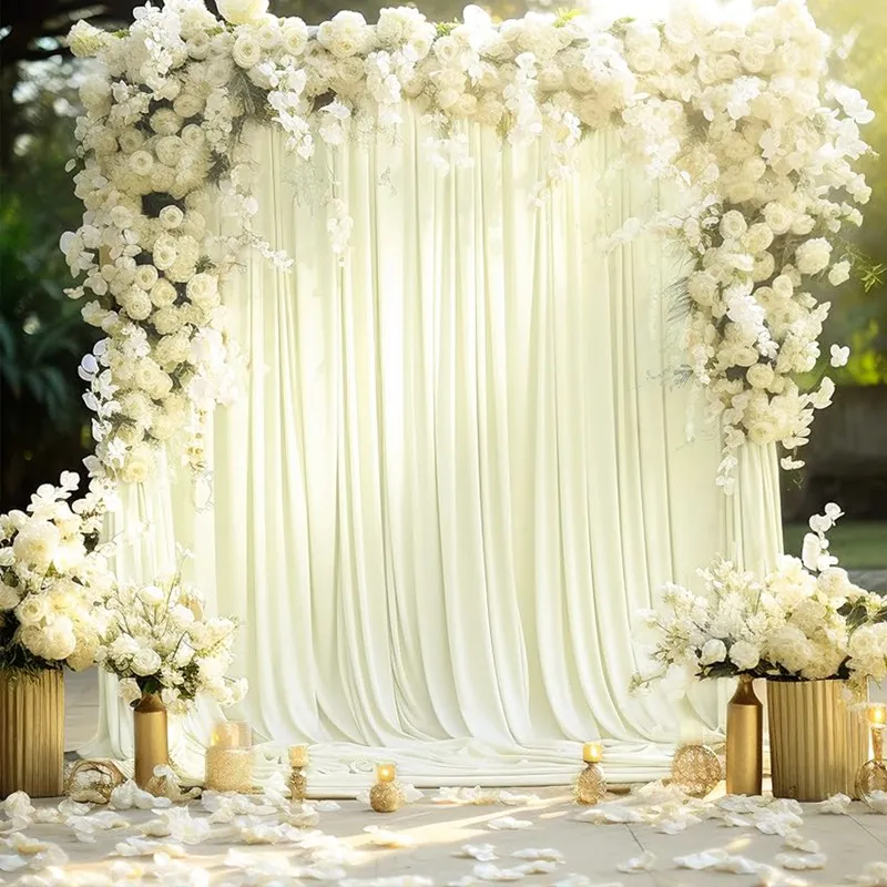 Huiran Wedding Backdrop Curtains Chiffon Fabric Drapes For Bridal Shower Baby Shower Wedding Party Stage Decoration