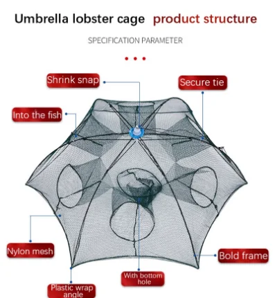Umbrella Net Automatic Folding Portable Fish Cage Fishing Carp Bait Casting lobster Trap