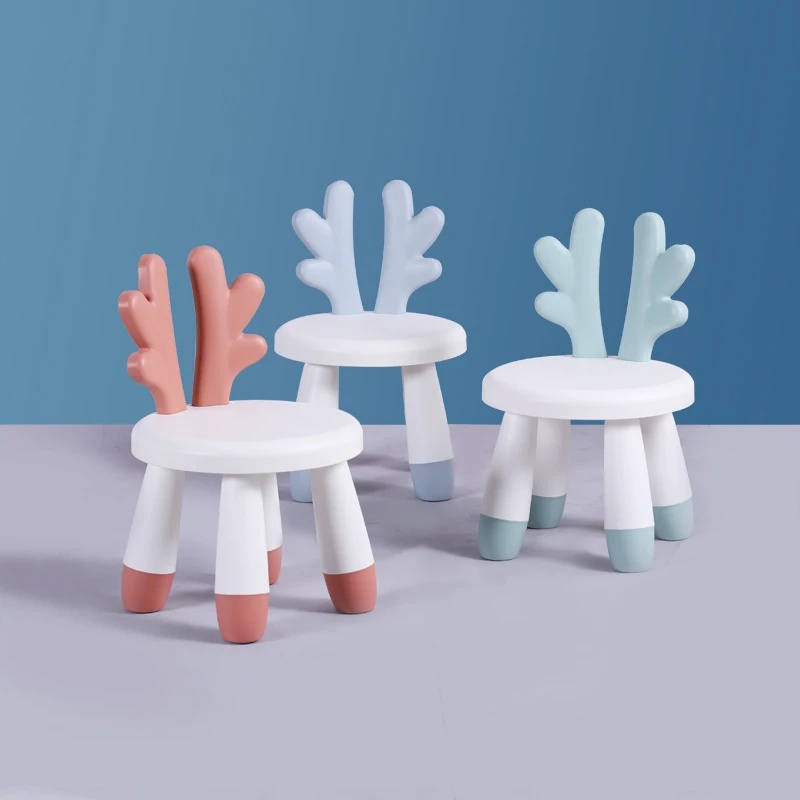 Antler shape e-cofriendly children plastic stool skidproof kids plastic stool Indoor kids plastic chair for kindergarten
