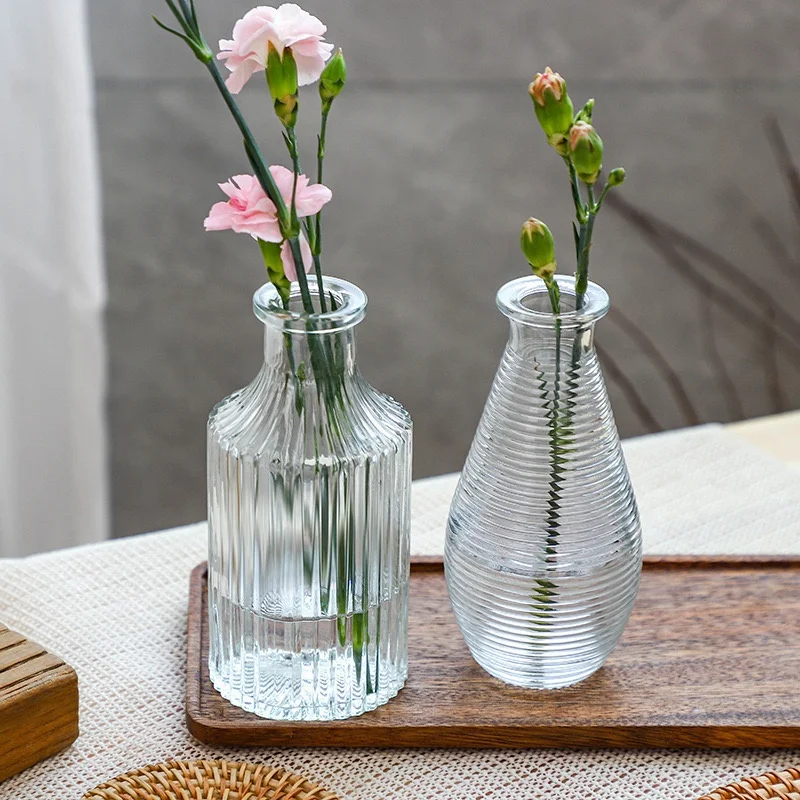 European Transparent Glass Modern Nordic Mini Cylinder Vase Creative Home Desktop Table Flower Decorative Glass Vase