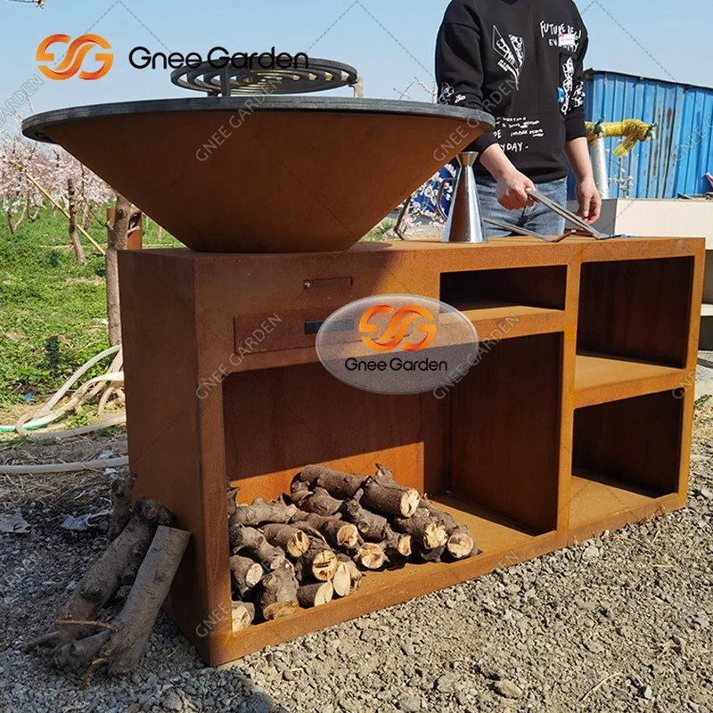 outdoor corten steel bbq grill bbq corten steel barbecue corten steel fire pit bbq