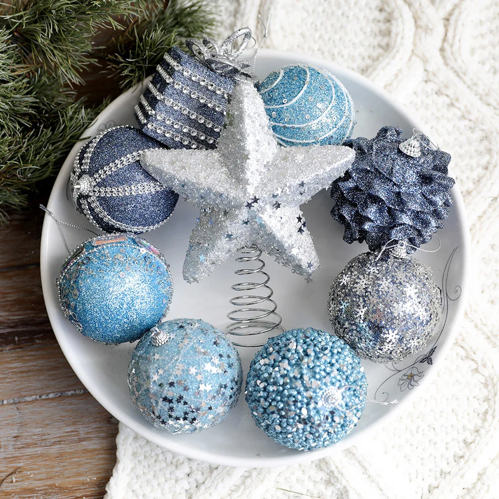 KG Xmas Customization Bolas De Navidad 8cm Pearl Sticky Hanging Sticky Powder Foam Christmas Baubles Decorations Ornament Ball