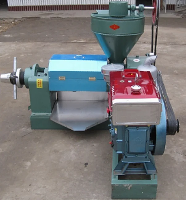 Full-automatic Commercial Diesel engine powered 10T / D large double spiral palm oil press is suitable for farm use