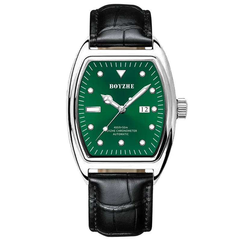 New arrival BOYZHE WL051 stainless steel case leather strap Japan citizen movement mechanical watch for men