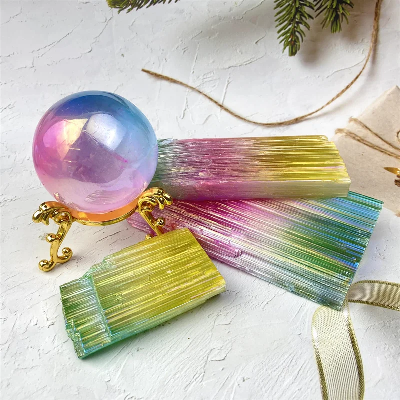 Wholesale Natural  Aura Selenite sphere selenite slab Crystal selenite Stones  For Wicca Home Decoration