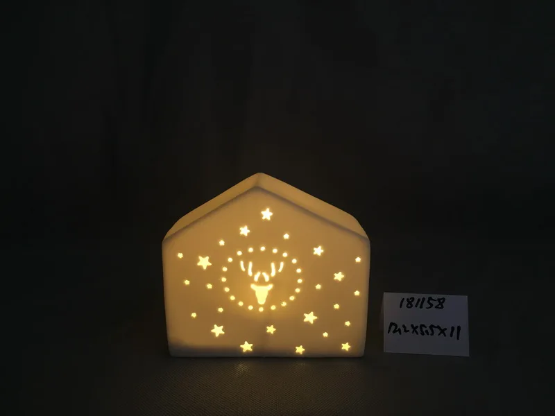 Ceramic House Model Led Light Indoor Christmas Decoration