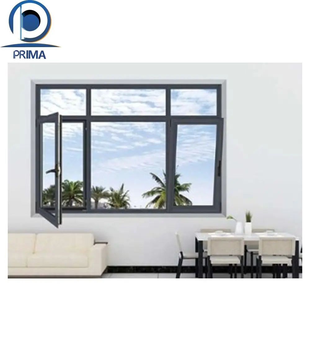 Prima industry Aluminium swing windows and door design usa white  triple sliding balcony swing window with sash