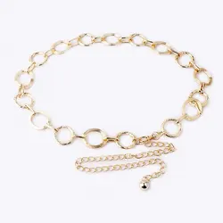 Korean fashion ladies metal round ring belt clothing accessories pendant waist chain