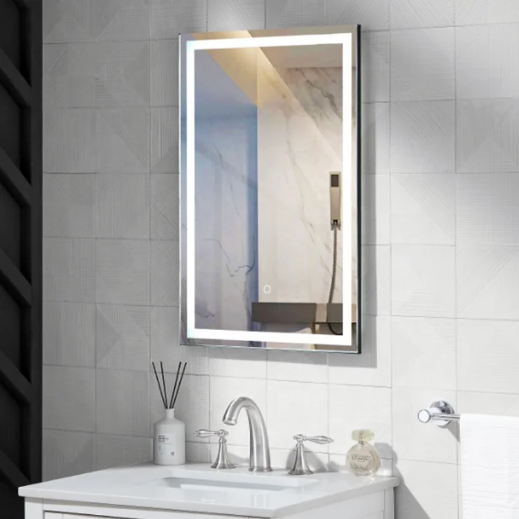 OEM Bathroom Vanity Mirrors For Wall With Metal Color black Frame led mirror