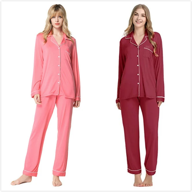 Оптовая продажа, две штуки, одежда для отдыха, сексуальные, для взрослых, повседневные, креативные женские пижамные костюмы для девочек, бамбуковые пижамные комплекты для женщин