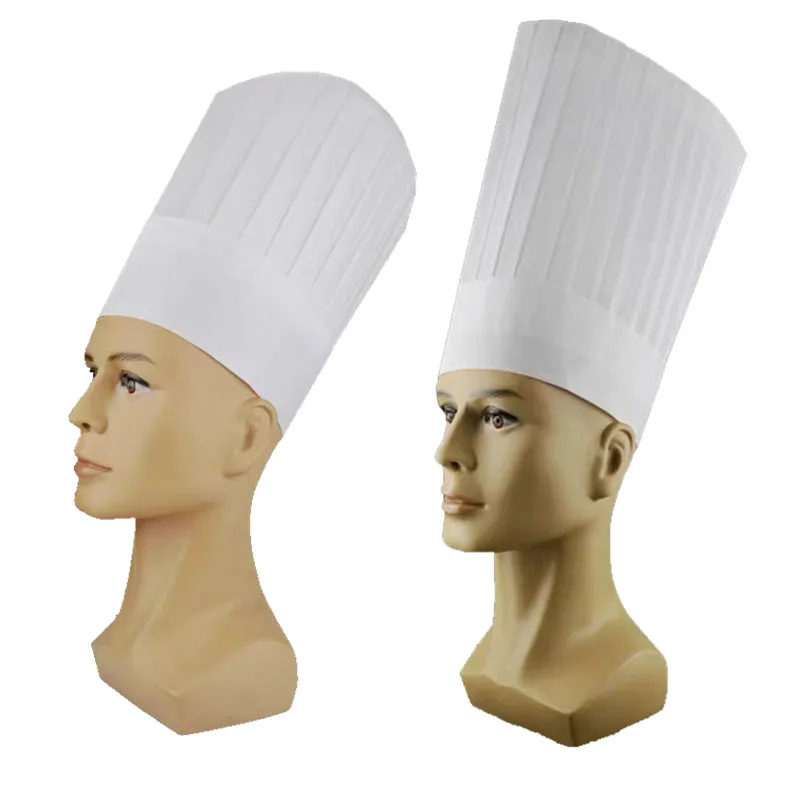 Chef Hat Adult Adjustable Elastic Baker Kitchen Cooking Chef Hat with Non Woven Paper Caps