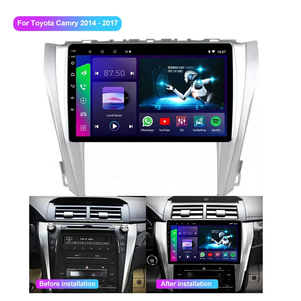10.2  Stereo Android 9 Audio System For Toyota Camry 2014 2015 2016 2017 frame car radio gps navigation