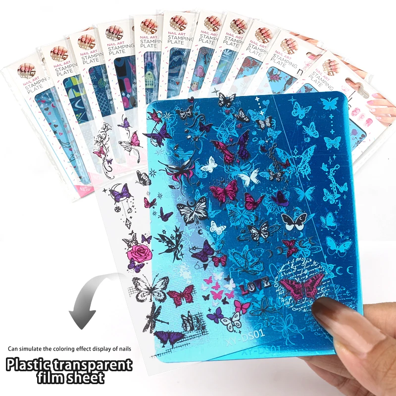 5D Nail Art Stamp Stencil Various Butterfly Pattern Nail Art Stainless Steel Stamping Parts Metal Stamping Kit
