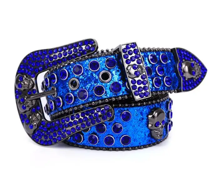 Factory Personalized Diamond Men Skull Rhinestone Belt Skull Crystal Stone Belts Women