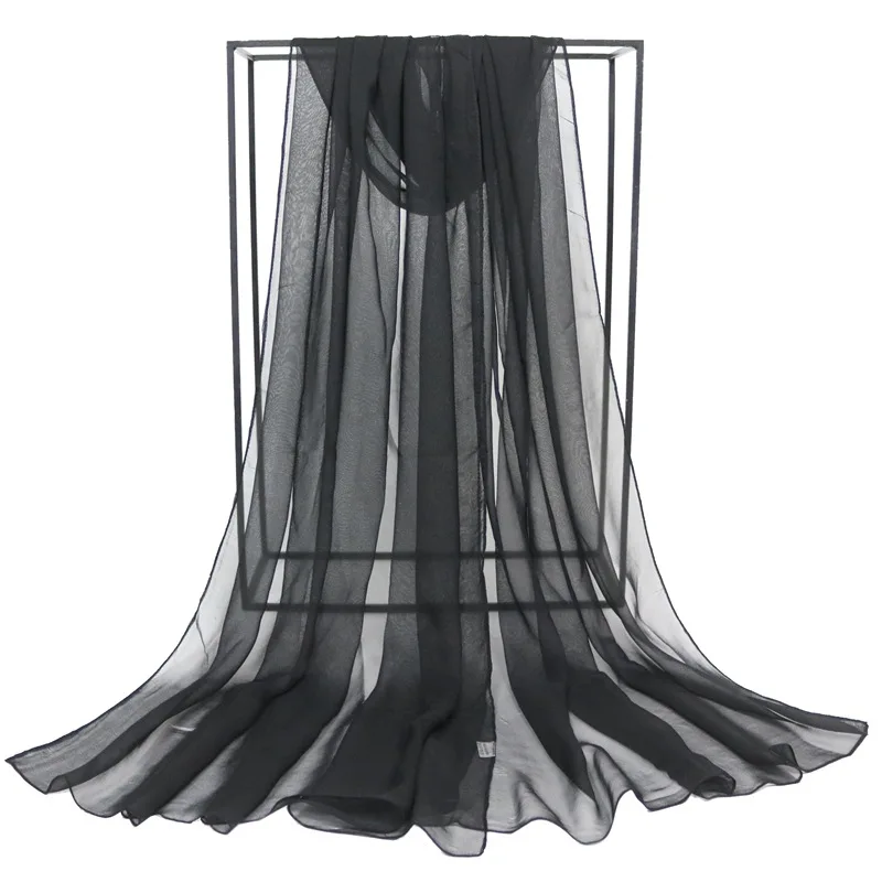 Selling solid white Georgette scarf Monochrome scarf sunscreen shawl runway dance scarf