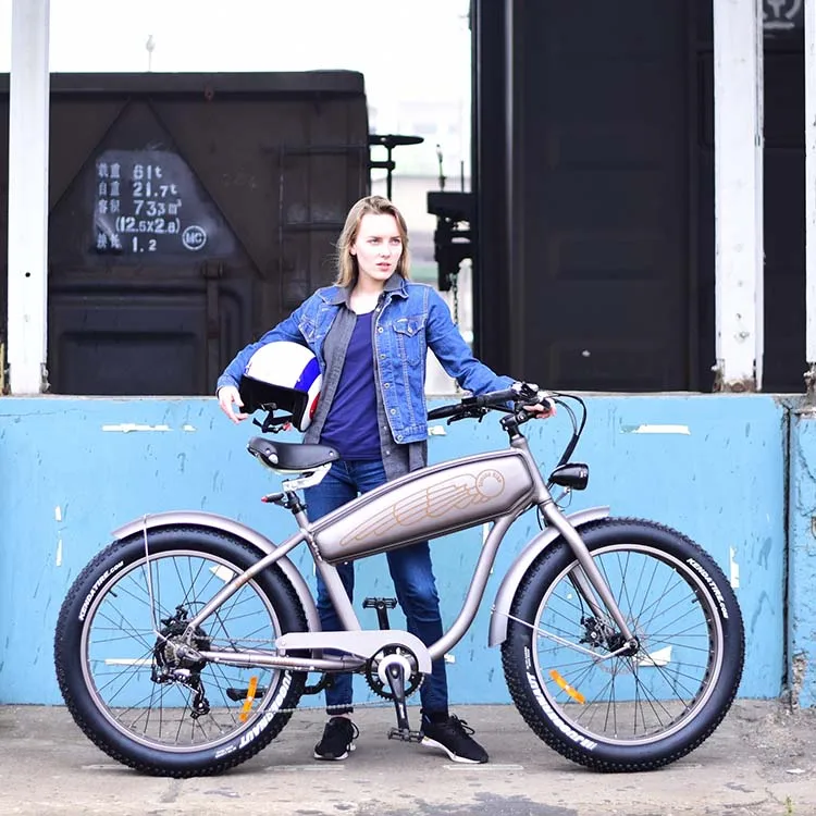 Outdoor sports bicycle with front shock absorber and wide tire electric mountain bike fat tire electric cycle motor 750w