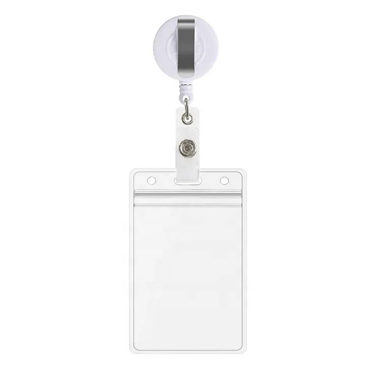 Clear Soft PVC Badge Holder with ABS Plastic Retractable Reel Clip for Medical Doctor Nurse School Teacher Student ID Card