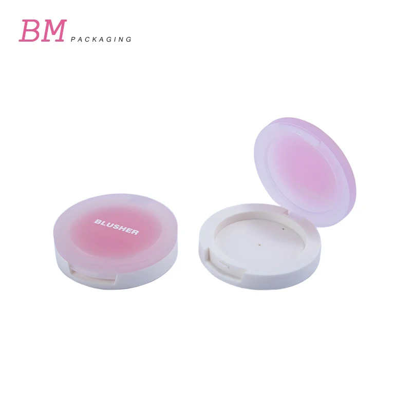 dia.43mm rubber paint clear lid round blush compact case empty white cheek tint cream blusher container 4g