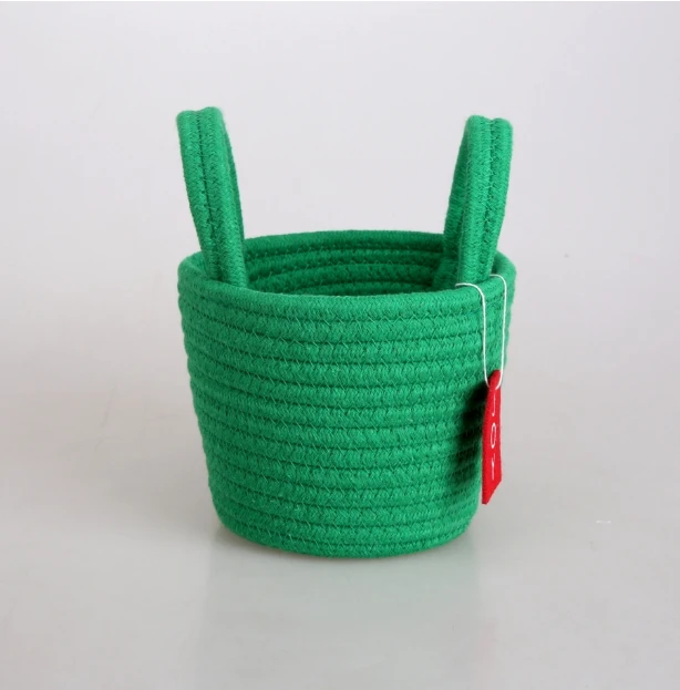 Christmas Decoration Gift Basket Cotton Rope Portable Candy Basket Red and Green Theme Holiday Party Kids Light Storage Bag