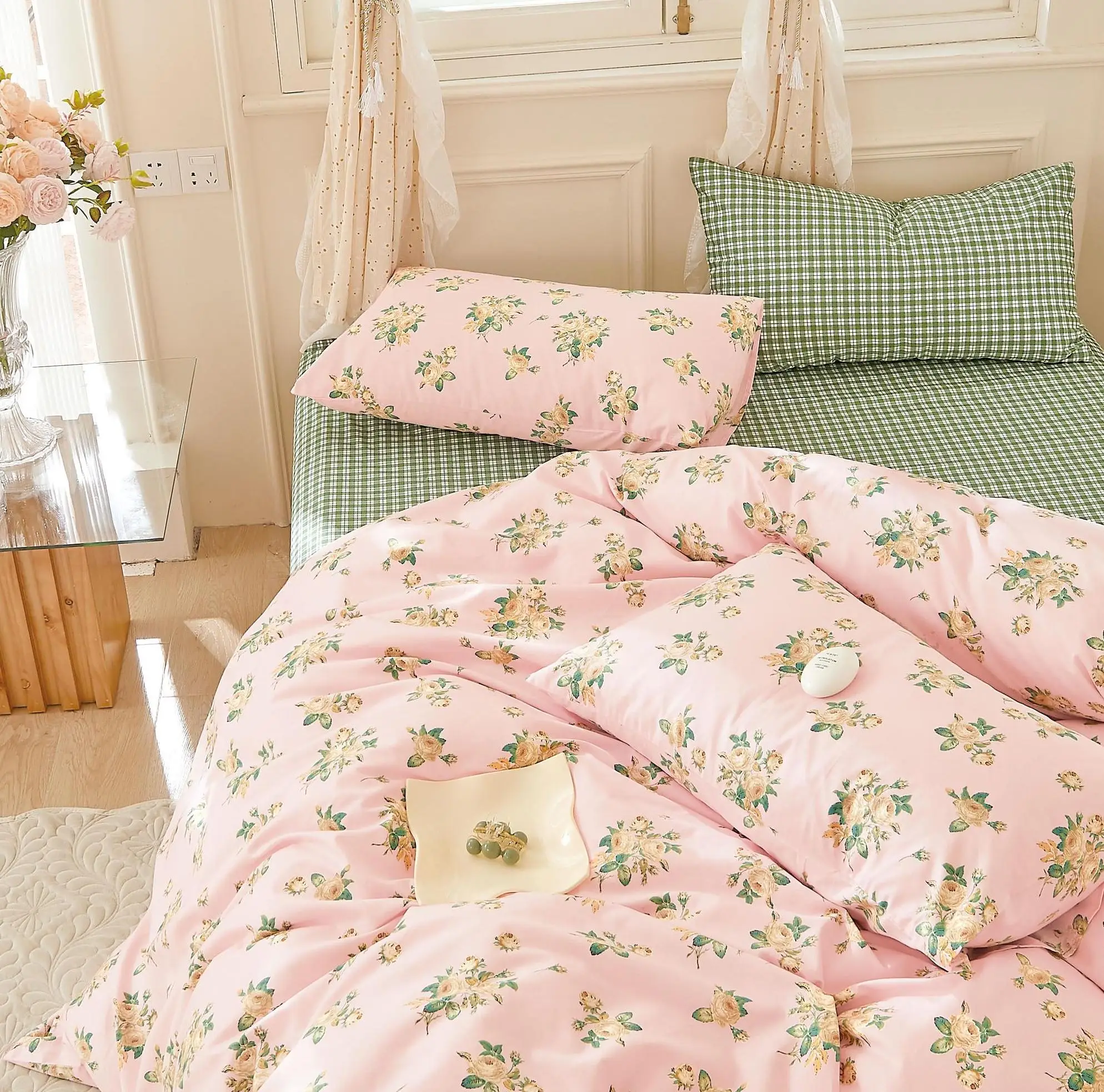 Nantong supplier 100% cotton fiber fabric for bed sheet set 235cm width twill satin fabric