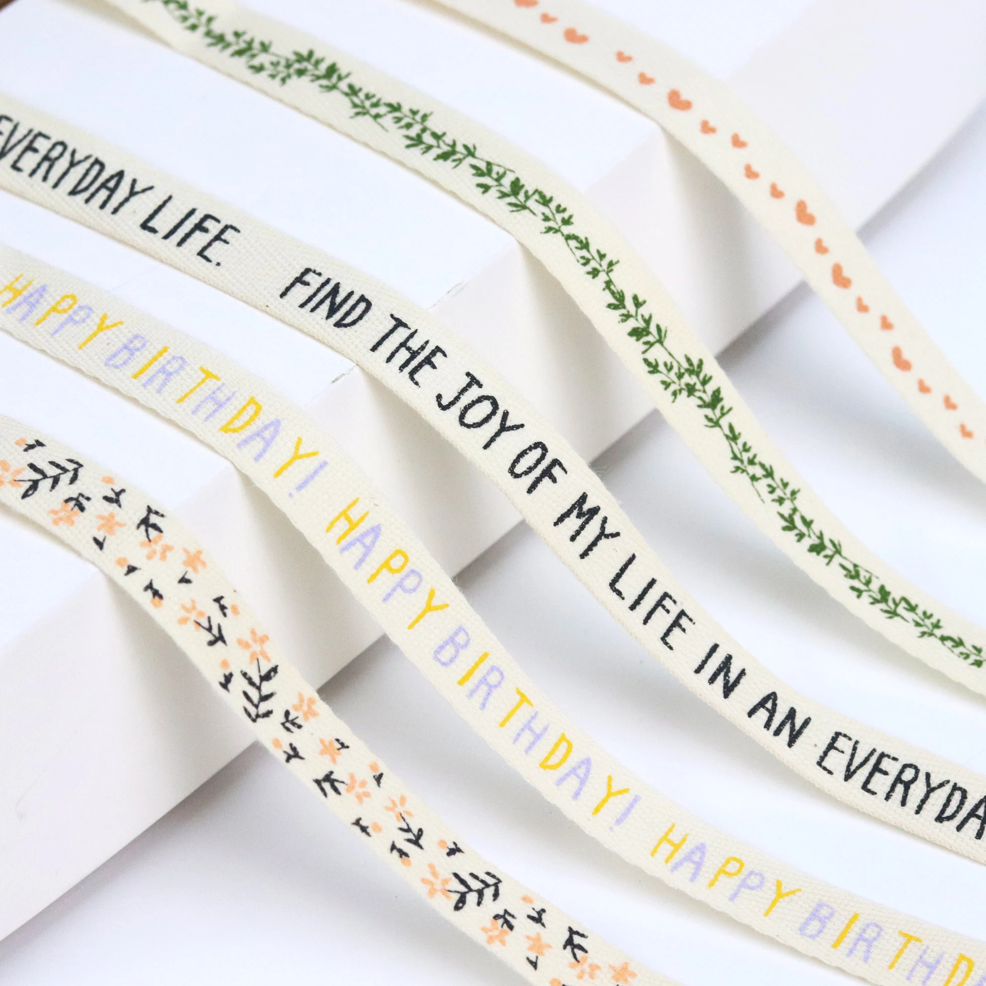 Factory Price OEM Eco-friendly Personalized Custom logo Brand Pattern Printed Woven Soft Cotton Ribbon For Gift Packaging