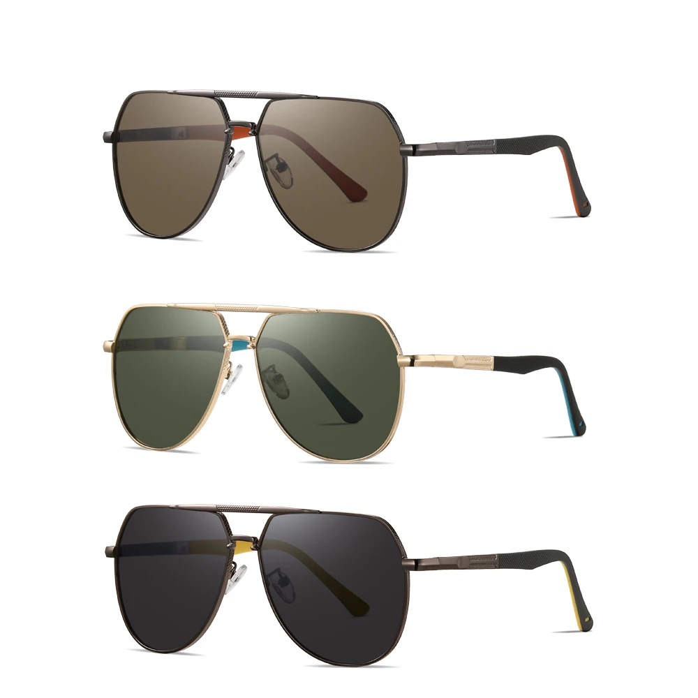 Vintage Oversize Large Frame Men Sunglasses Double Bridge Outdoor Driving Sun Glasses