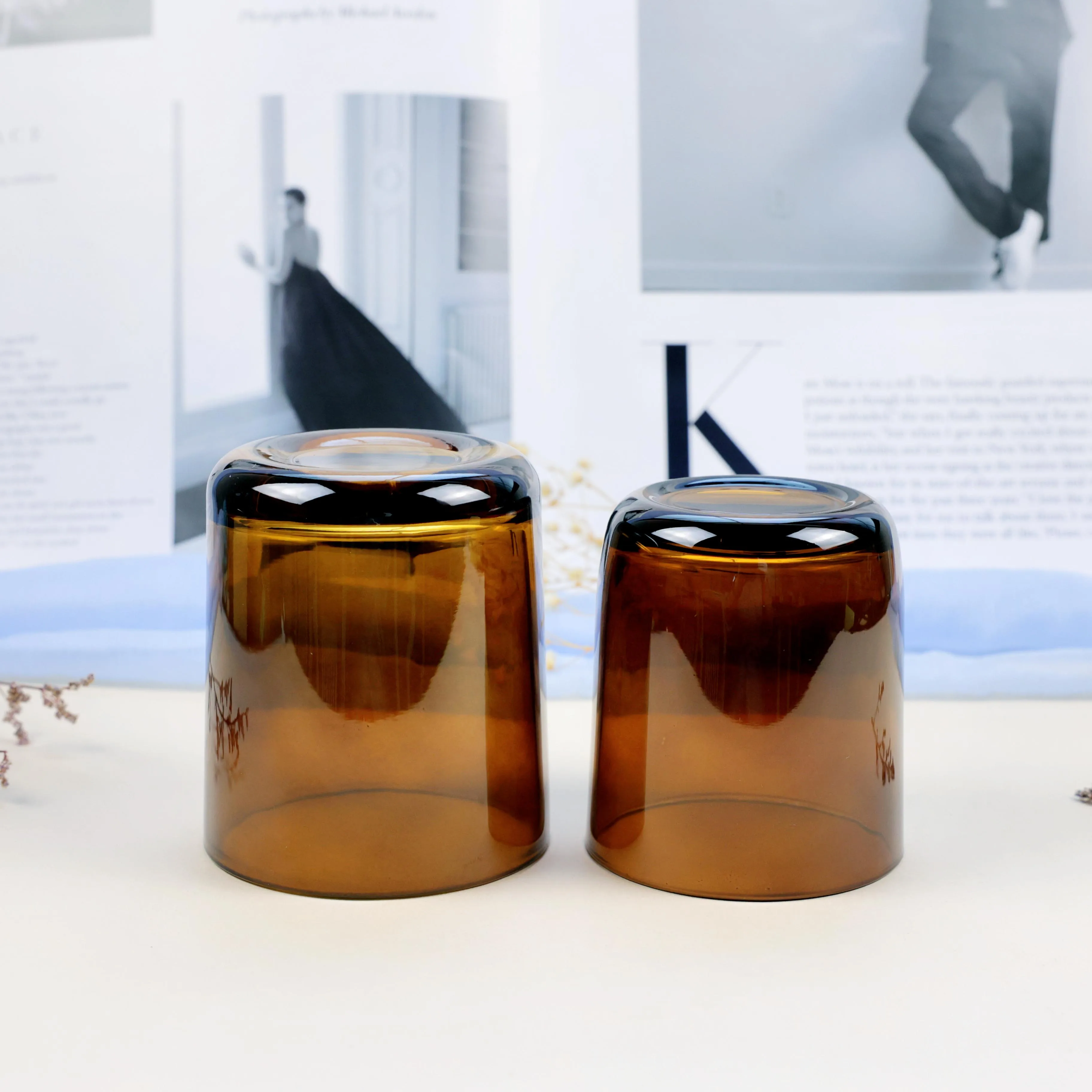 Wholesale Amber 12oz Glass Candle Jars And Bottles For Scented Candle Contain