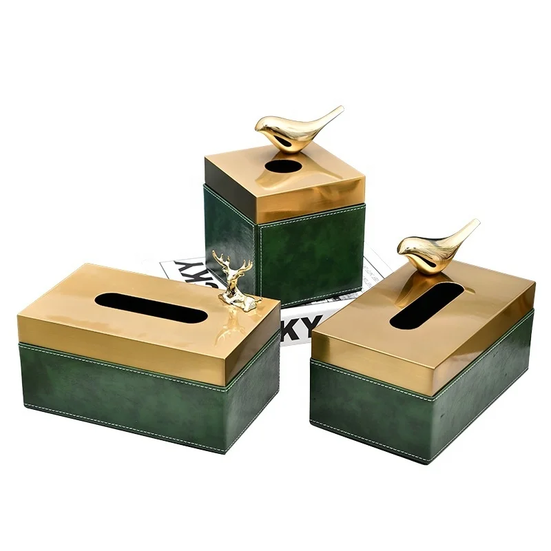 Home Hotel Fashion Cover Storage metal cheap napkin holders leather cover tissue box