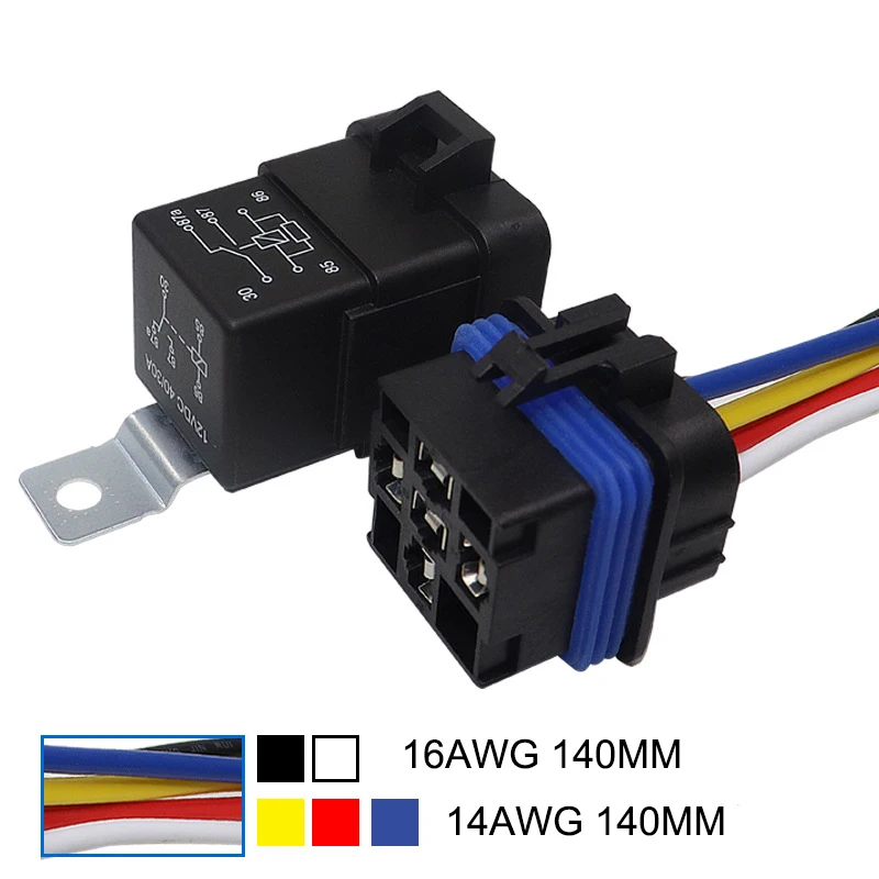 5-PIN SPDT Automotive Waterproof Relay with Harness Set, Car Marine Relays, 12 Volt 40/30 AMP DC Relay Kit