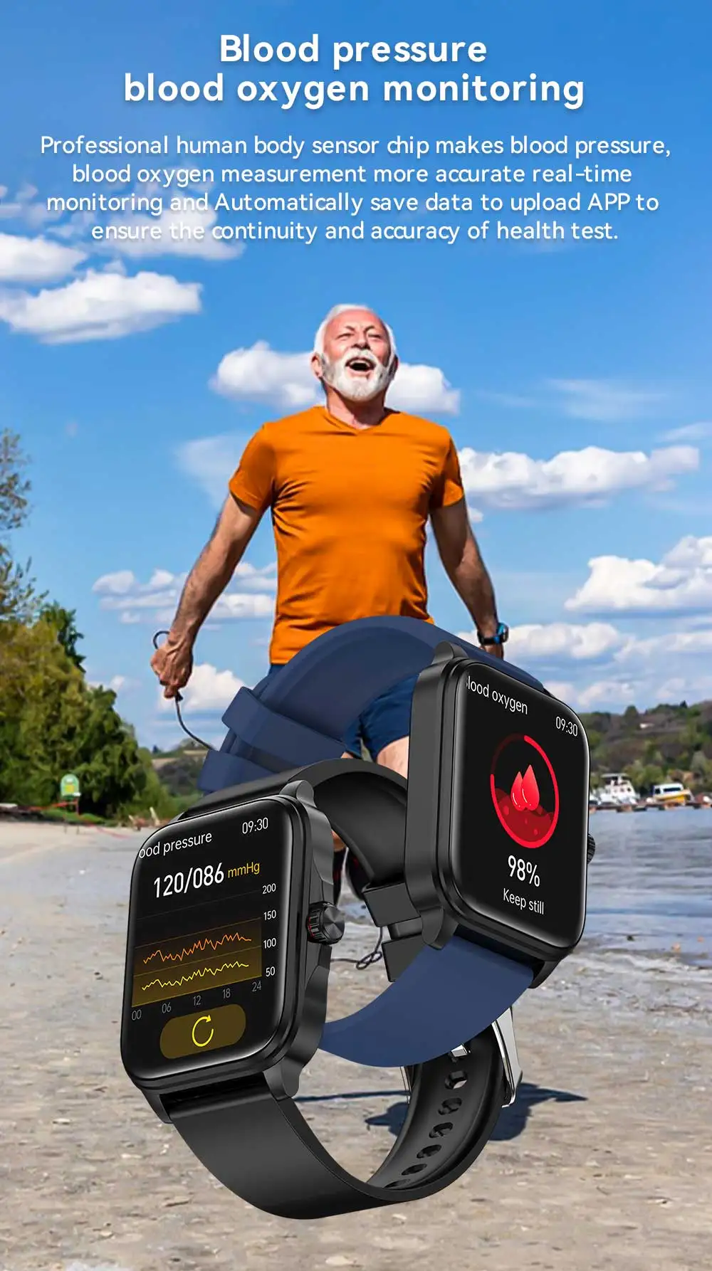 2024 Remote Monitoring Smartwatch PPG+ECG Heart Rate Monitor Medical Grade Level Smart Watch With PPG ECG