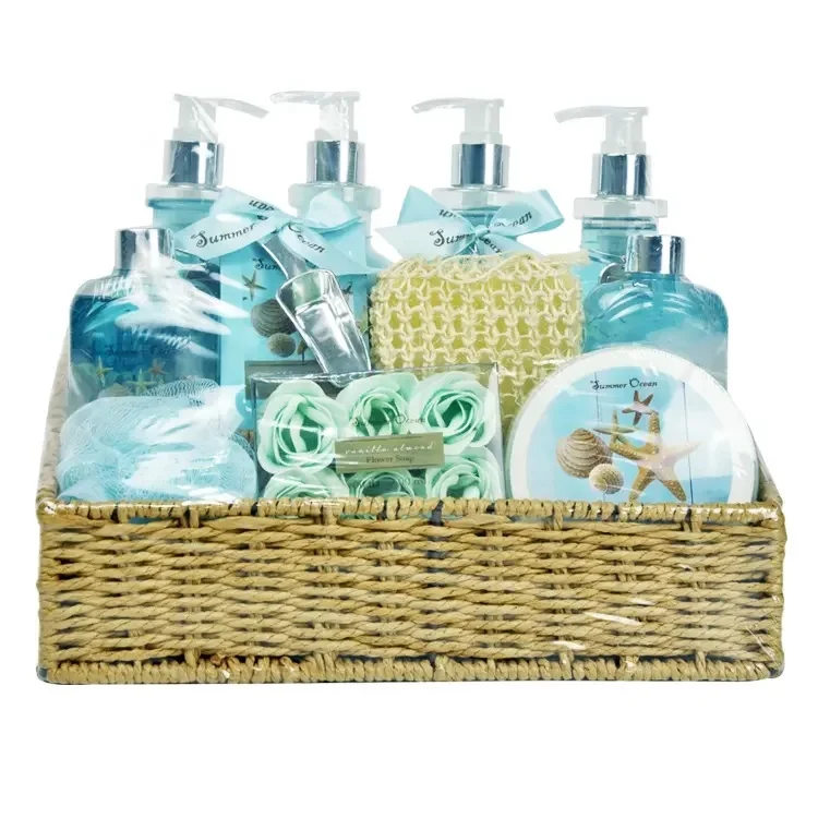 Wholesale 11 Pieces Moisturizing Bath and Body care Spa Basket Gift Set for Women  aer 	 private label bath bombs