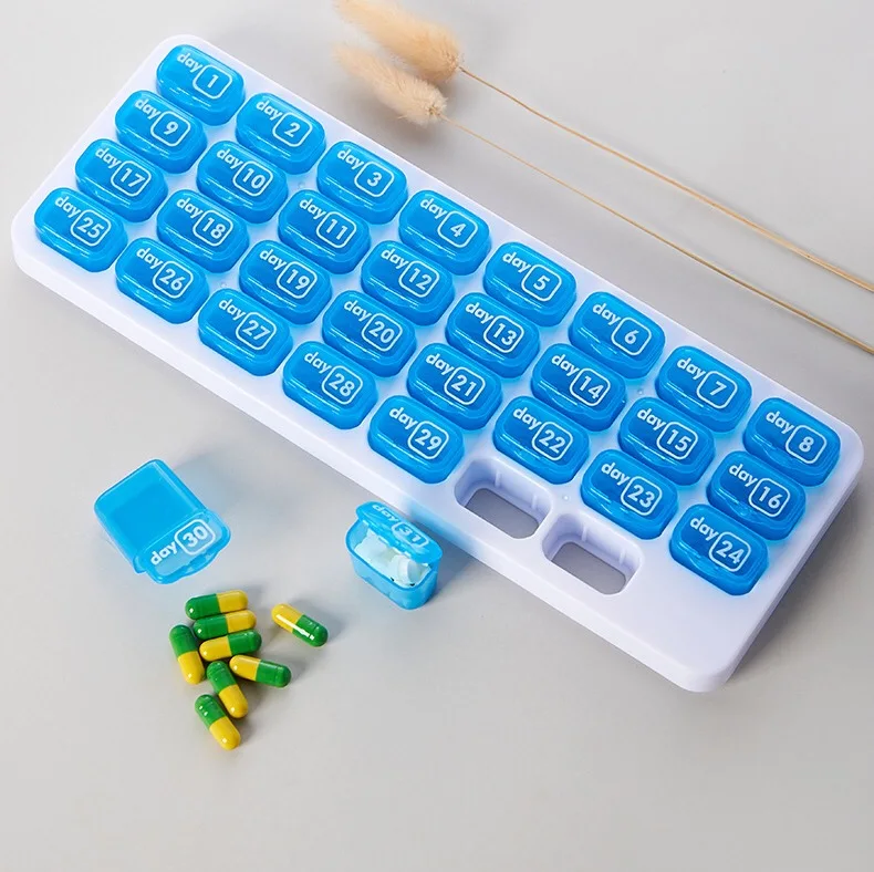 Portable Travel 31 Grid Weekly Plastic Daily Medicine Organizer Monthly Wholesale Mini Pocket Case Pill Box