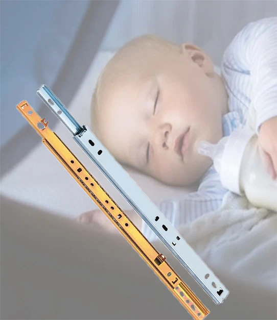 2 Fold Ball Bearing Drawer Slide For Kitchen Cabinet Accessories Cold Rolled Steel Drawer Rail