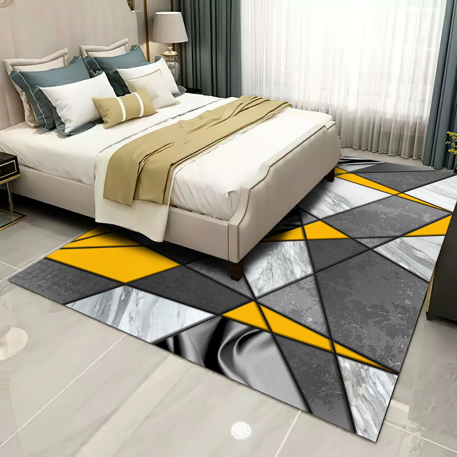 AZ Hot Selling Custom Rug Modern Design 3d Crystal Velvet Alfombras Carpet Tiles For Bedroom