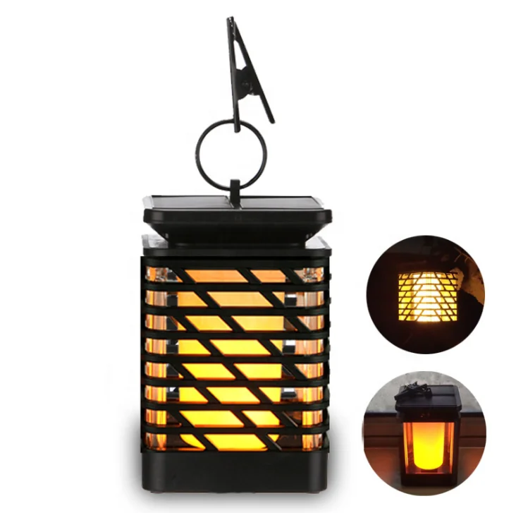 Biumart Waterproof Solar Lights Solar Lanterns Dancing Flame Outdoor Hanging Lanterns Lights LED Garden Lights