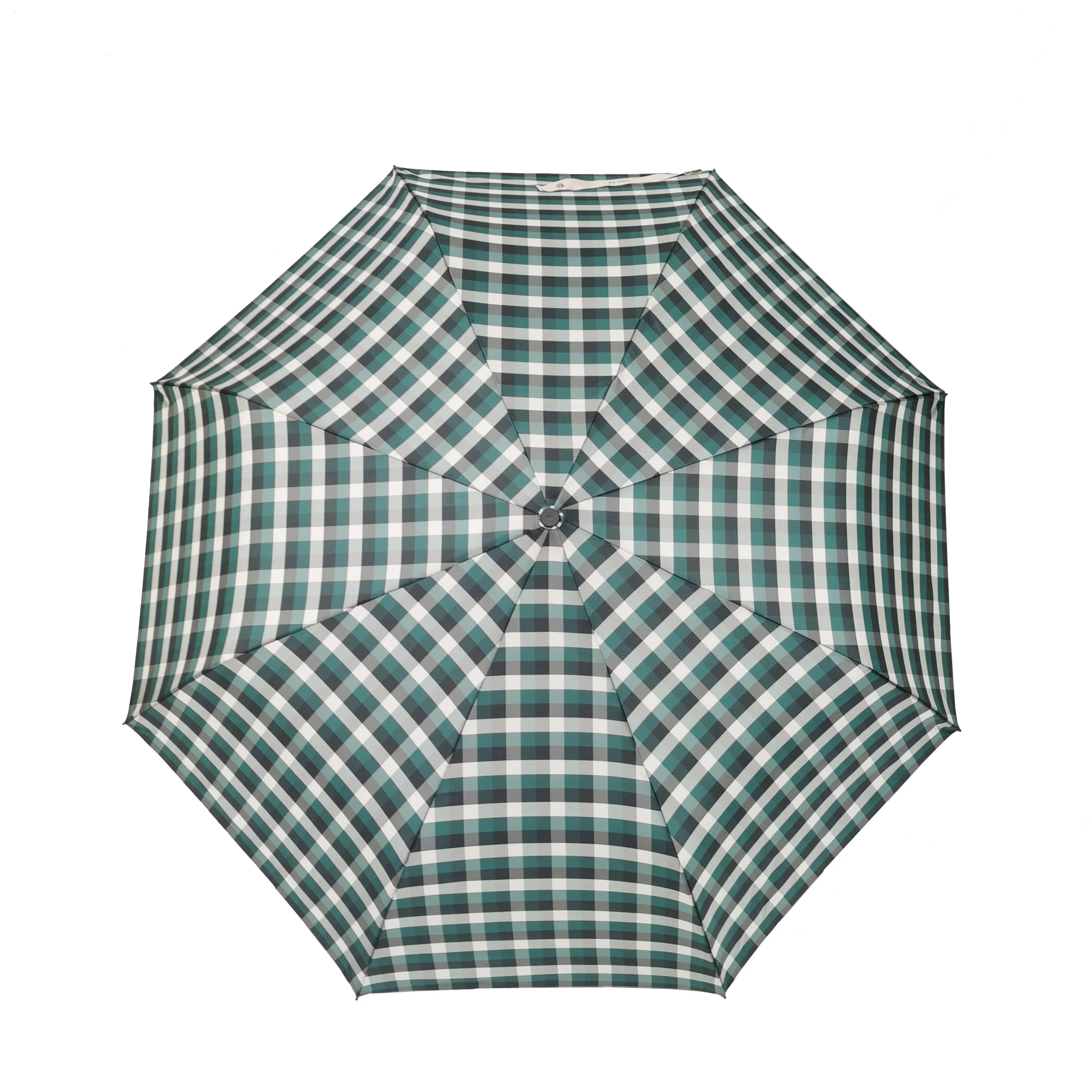 Three Folding Plaid Fabric Umbrella Fully Automatic Open And Close With Customized