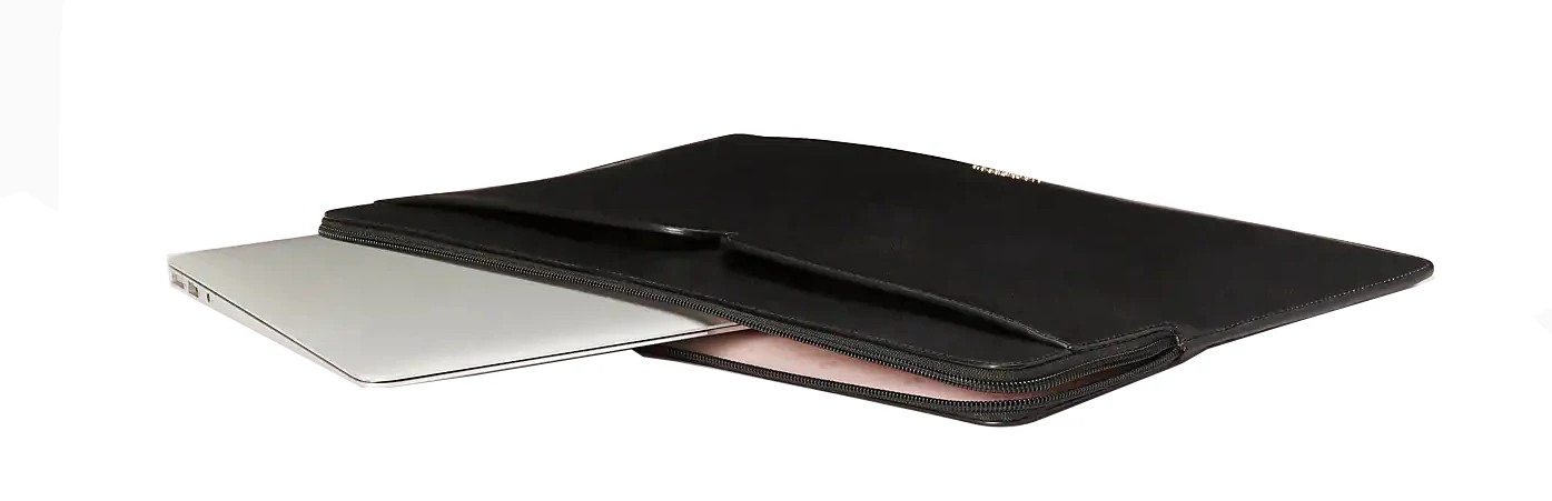 Universal 13 inch 15 inch black laptop sleeve saffiano leather laptop case cheap strong zipper laptop bag