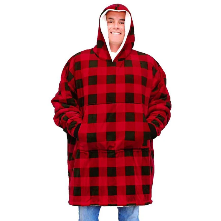 
BSCI Print hoodie blanket flannel fleece and thick sherpa hoodie blanket Custom Printing hooded blanket 