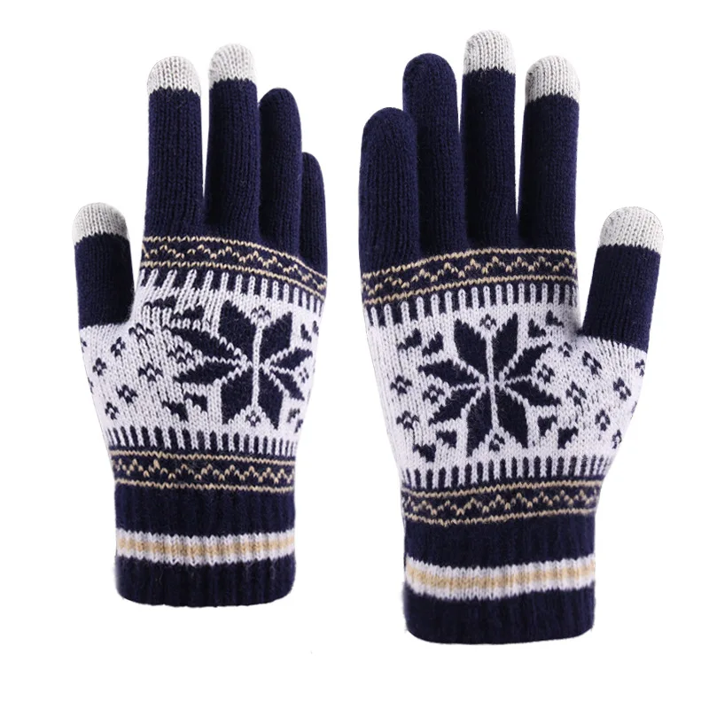 Fashion Cheap Winter Capacitive Mobile Phone Smartphone Texting Touch Screen Jacquard Knitted Gloves