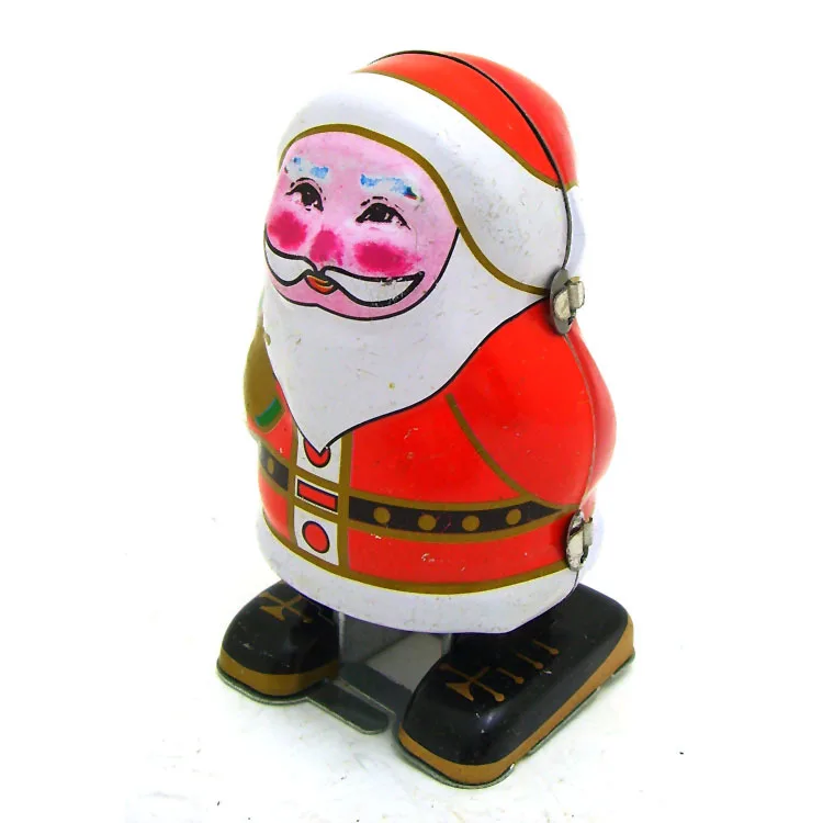 EE1327 Classic Mechanical Wind up Toy Robots Santa Claus Handmade Vintage Winder Tin Collection Clockwork Robot