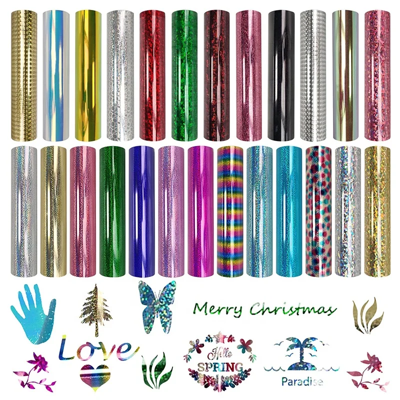 Shunaimei high quality pet film holographic Vinyl rainbow htv heat transfer vinyl for tshirt