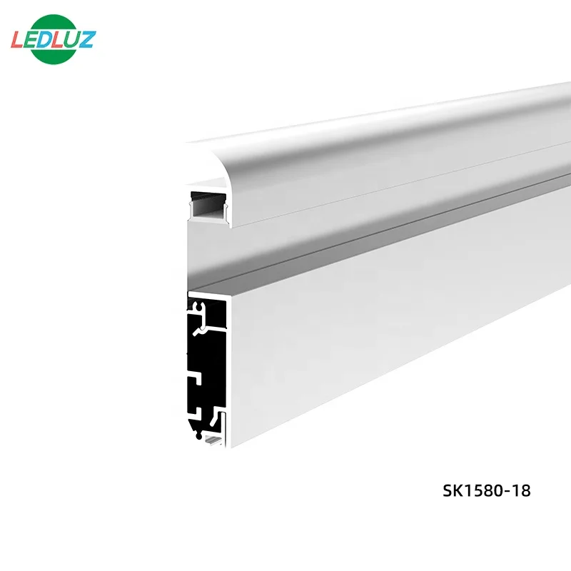 SK1580 Surface Mounted LED Skirting Lighting LED Aluminum Strip Profiles With PC Opal Diffuser
