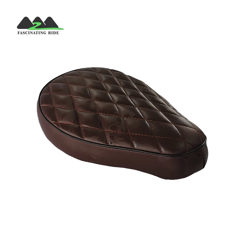 Пользовательские кожаные алмазные Контурные мотоциклетные сиденья для мотоцикла в стиле ретро с изогнутым лучом