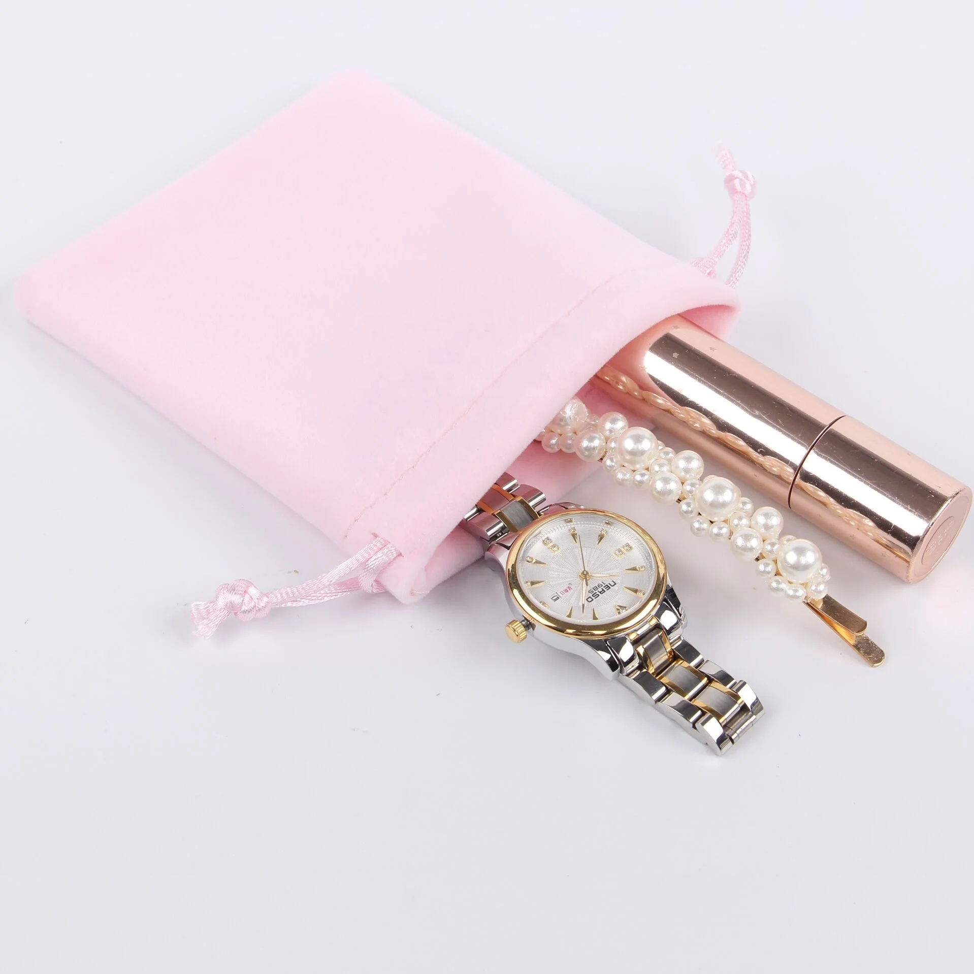 Portable luxury high end drawstring gift pouch jewelry velvet bag perfume pouch bag