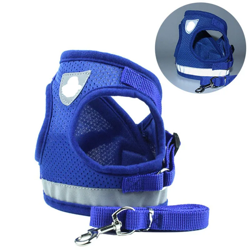 Sustainable Fashionable Reflective Nylon Mesh Pet Dog Harness Leash Set XL/ Large Kitten Puppy Dogs Vest Harness Leads Pet