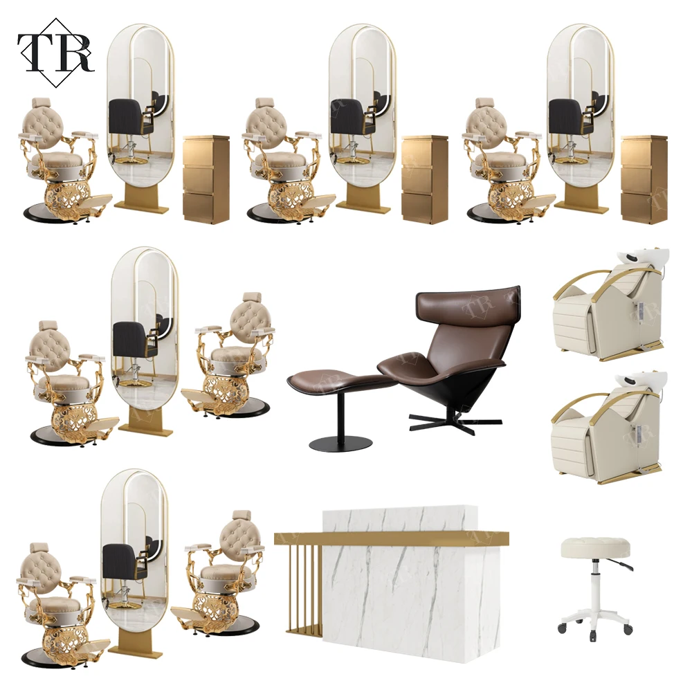 Turri Wholesale Foshan Barber Shop Hairdressing Hair Salon Equipment Set Furniture For Barbershop Salon De Coiffure Complet