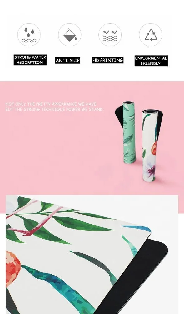 BSCI Factory Sport Aids Single Color Available Custom Design Print PU Travel Yoga Mat