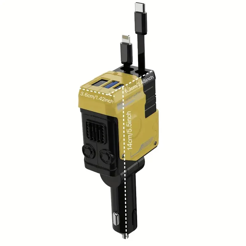 100 Вт супер быстрая зарядка автомобиля с двумя розетками и портами зарядки 4 в 1 выдвижное автомобильное зарядное устройство