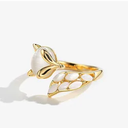 Drop Shipping Light Luxury Open Ring Female Design Fashion Index Finger Ring Adjustable Cute Little Fox Ring