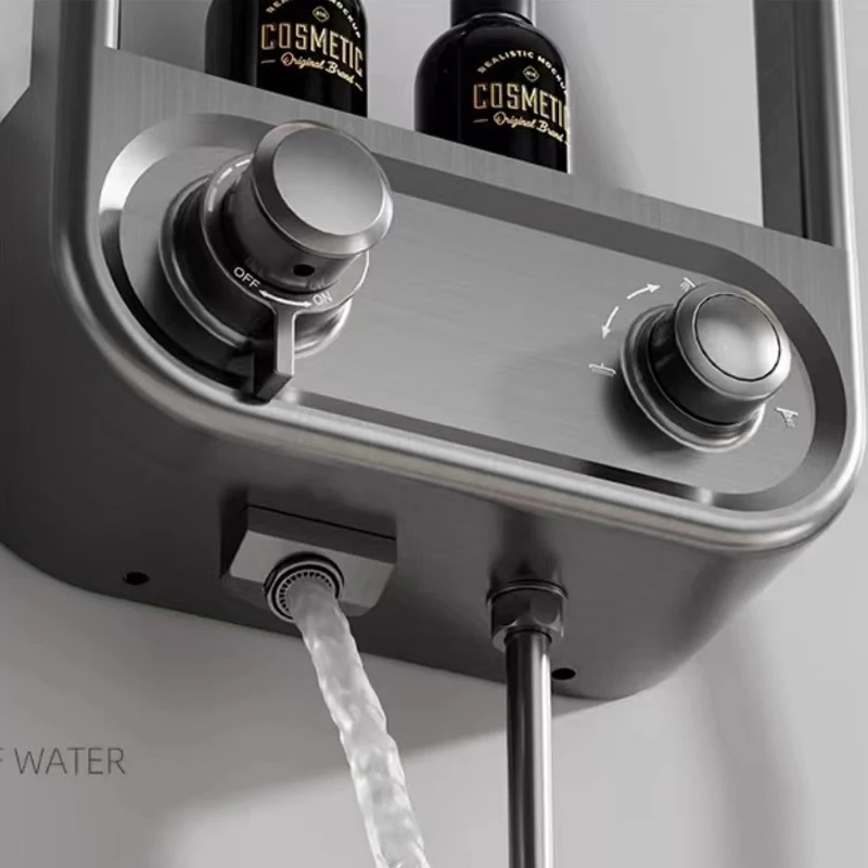 New Grey Black Silver Multifunction Rainfalll Piano Key Hot And Cold Sprinkler Massage Shower Head Sets System Panel